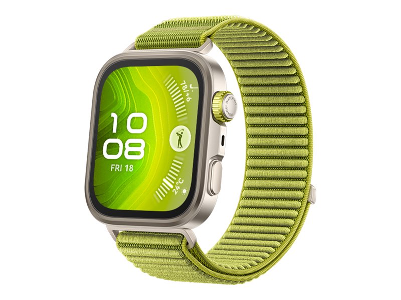 Huawei Watch Fit 4 Pro - Aluminiumlegering - smart klocka med rem - nylon - grön - handledsstorlek: 130-210 mm - display 1.82 - Bluetooth - 30.4 g - titangrön | Sport & Träning - Pulsklockor & Smartwatches - Smartklockor | GameStuff