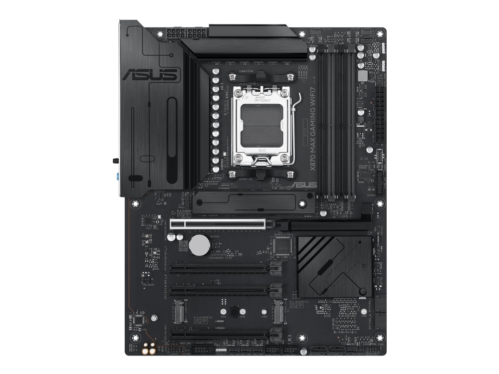 ASUS X870 MAX GAMING WIFI7 - Moderkort - ATX - Socket AM5 - AMD X870 Chipuppsättning - USB4, USB-C 3.2 Gen 2x2, USB 3.2 Gen 2, USB 3.2 Gen 1 - Wi-Fi 7, 2.5 Gigabit LAN, Bluetooth - inbyggda grafiken (CPU krävs) - HD-ljud (8 kanaler) | Datorkomponenter - Moderkort - AMD Moderkort | GameStuff