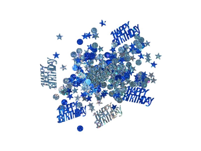 Blaues Happy Birthday Konfetti