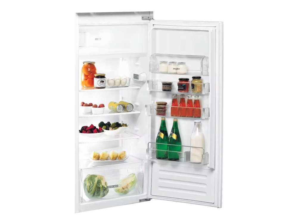 Whirlpool ARG 7342 - Køleskab med fryseenhed - til indbygning - niche - bredde: 56 cm - dybde: 56 cm - højde: 122.5 cm - 189 liter - Klasse E - inox