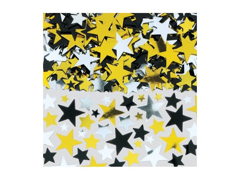 Gold, Schwarz & Silberne Stern-Konfetti