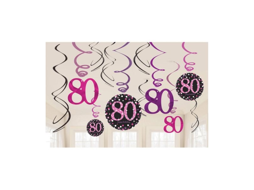 Deckenspiralen 80 Jahre Pink Sparkling