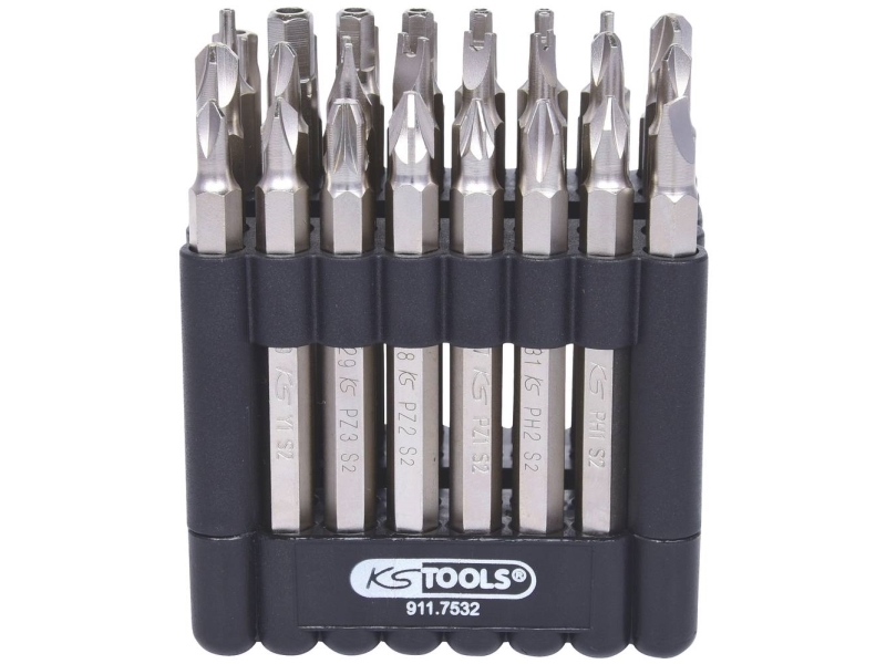 Ks Tools 911.7532, 32 Stk, Nikkel, Din 3126, Iso 1173 - E 6,3, 75 Mm, 650 G, 25,4 / 4 Mm (1 / 4")