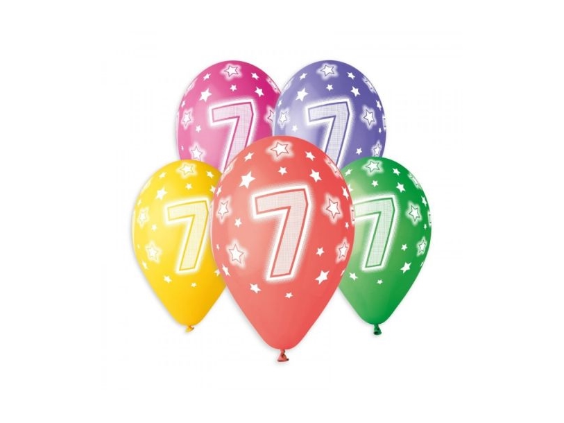 Ballonger 7 år, 5 st | Skola & Hobby - Festdekorera - Ballonger | GameStuff