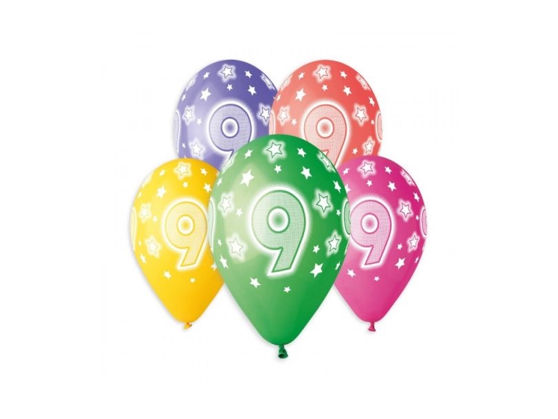 Luftballons 9 Jahre, 5 Stück