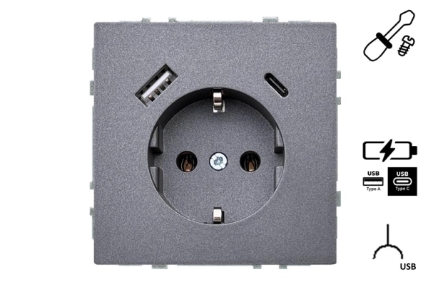 Liregus Steckdose+Usb A+C Iuk-3-01.M/Bm Modern Bl