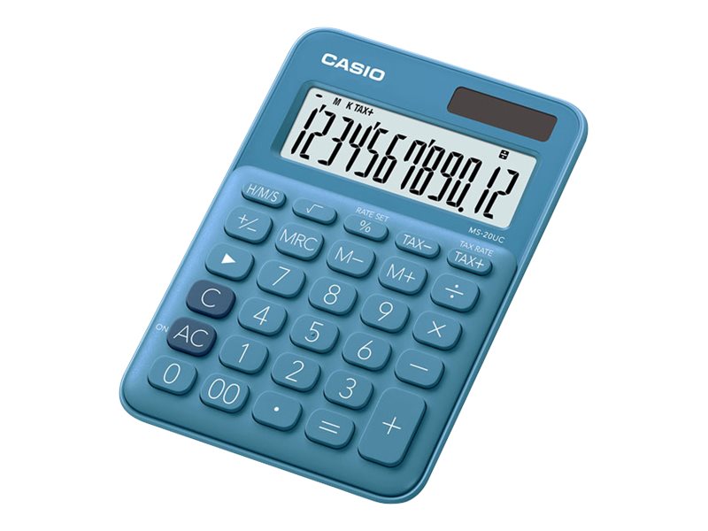Casio Ms-20Uc - Skrivebords-Regnemaskine - 12 Cifre - Solpanel, Batteri - Blå