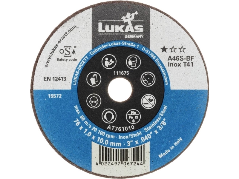 LUKAS-ERZETT T41 76x1,0x10,00 A46S-BF AT761010V9802 Skæreskiver-sæt 76 mm 22.23 mm 50 stk