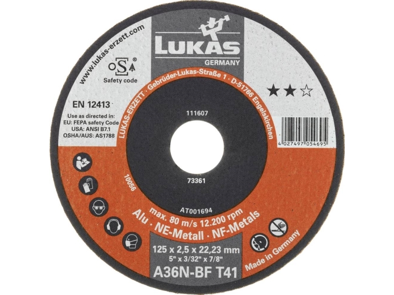 LUKAS-ERZETT T41 125x2.5x22.23 A36N-BF AT001694V9802 Leikkuukiekkosarja 125 mm 22.23 mm 25 kpl