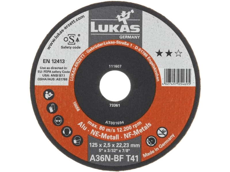 LUKAS-ERZETT T41 230x2.5x22.23 A36N-BF AT001789V9802 Leikkuukiekkosarja 230 mm 22,23 mm 25 kpl