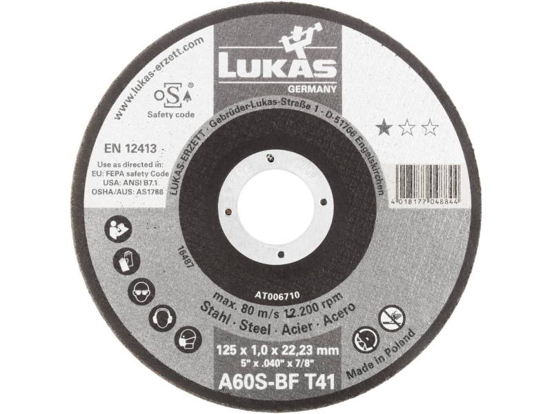 LUKAS-ERZETT T41 115x1.0x22.23 A60S-BF AT006440V9802 Leikkuukiekkosarja 115 mm 22.23 mm 50 kpl