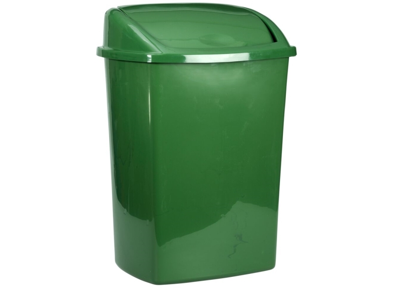 Affaldsspand, V-Part, mørkegrøn, plast, 8 ltr. med sving låg, forberedt til vægmontering