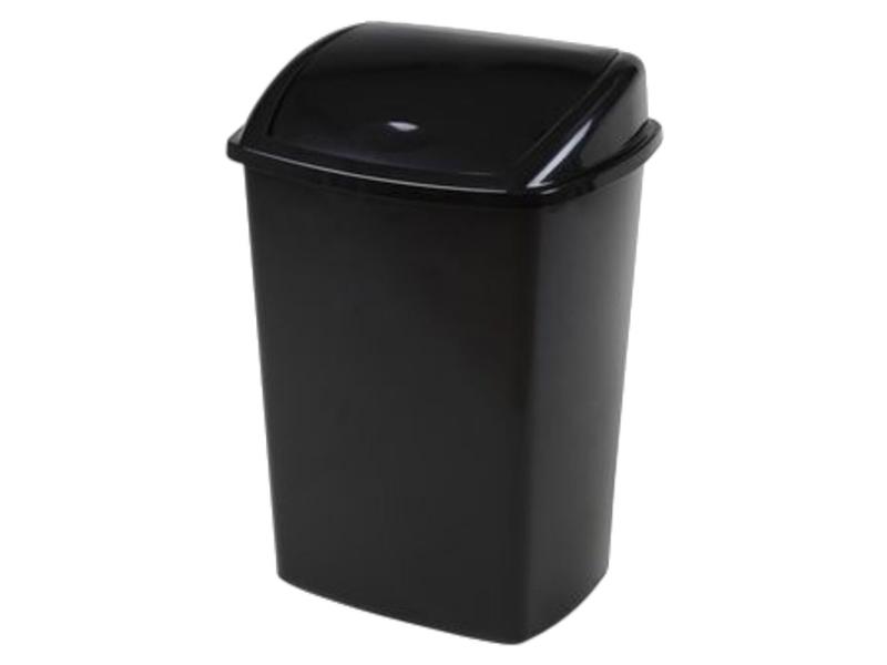 Abfallbehälter, V-Teil, Schwarz, Kunststoff, 4,45 L, Mit Schwingdeckel