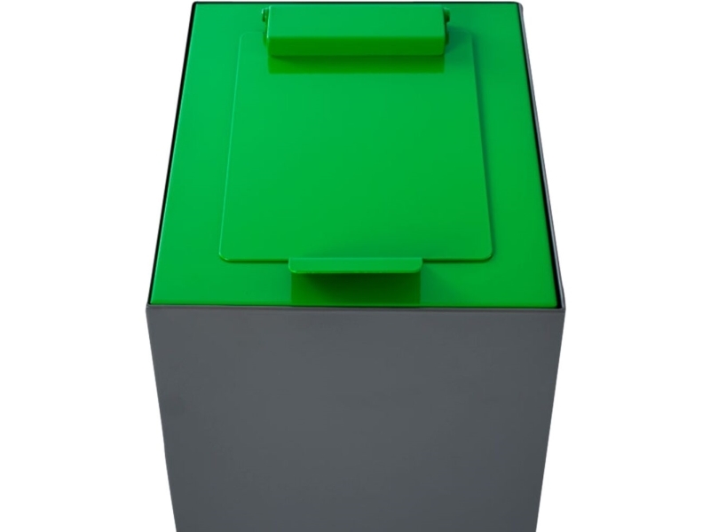 Deckel, V-Teil, Grün, Stahl Pulverbeschichtet, Soft Close, Für Modulabfallbehälter