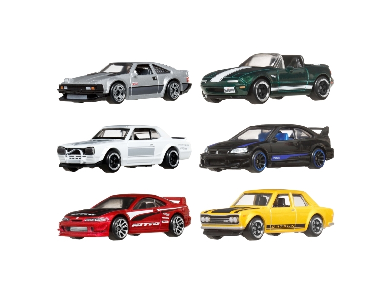 Hot Wheels 1:64 diecast leksaksbilar, set med 6 japanska fordon (olika utföranden kan förekomma) | Leksaker - Bilar och andra fordon - Leksaksbilar | GameStuff