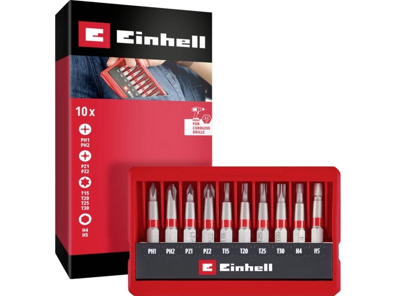 Einhell Bit Taschenbox 10Tlg 118643 Bit-Set Torx Ph Pz Innen-Sechskant (118643)