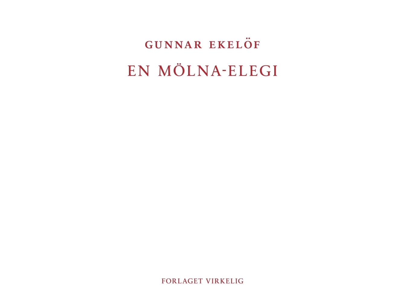 Eine Elegie Auf Mölna | Gunnar Ekelöf | Sprache: Dänish
