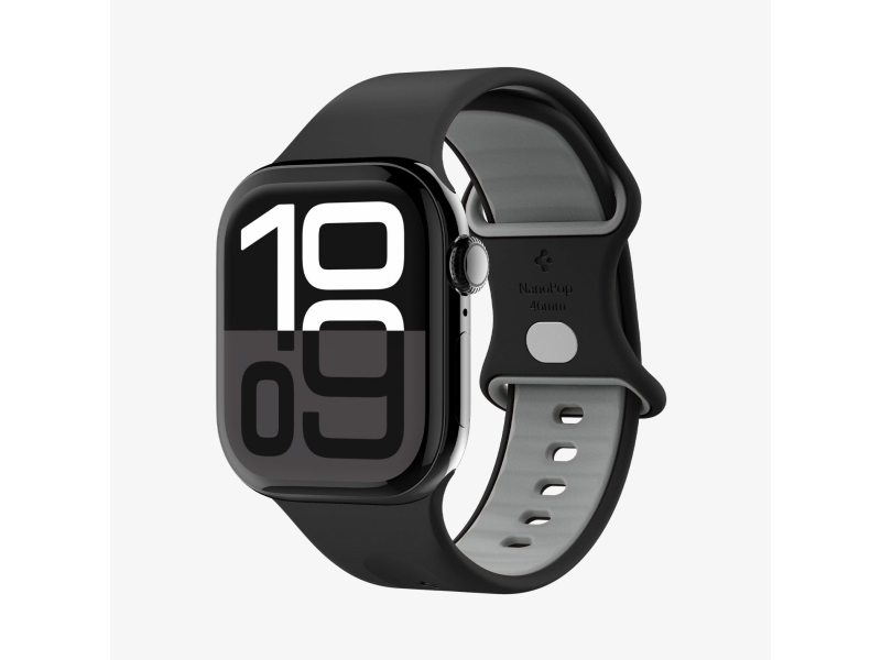 Spigen Nano Pop, Band, Smartwatch, Sort, Apple, Apple Watch Ultra 2 (49Mm), Watch Ultra (49Mm), Watch 10 (46Mm), Watch 9/8/7 (45Mm), Watch..., Siliko