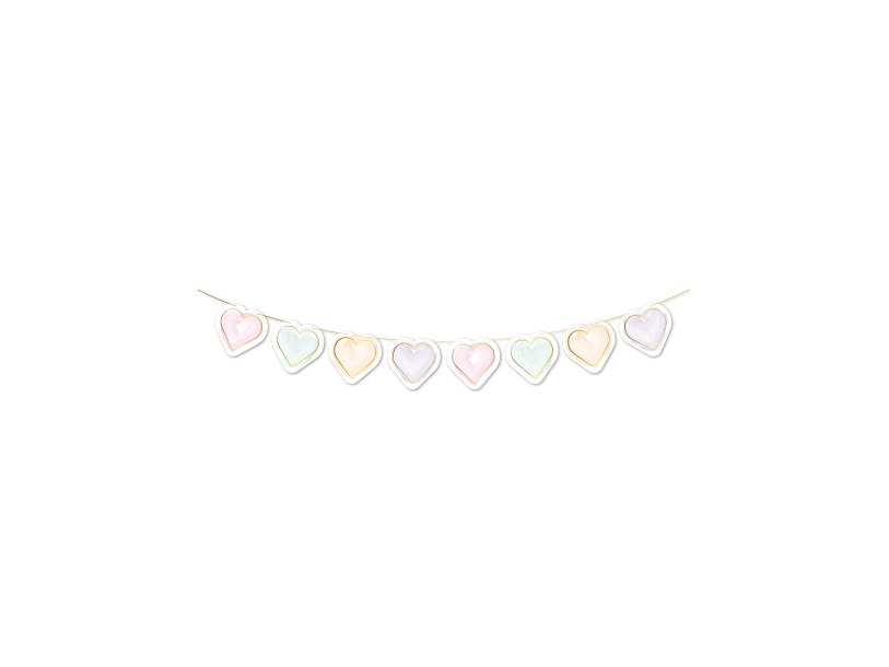 Pastel Hjerte Guirlande, 2 M