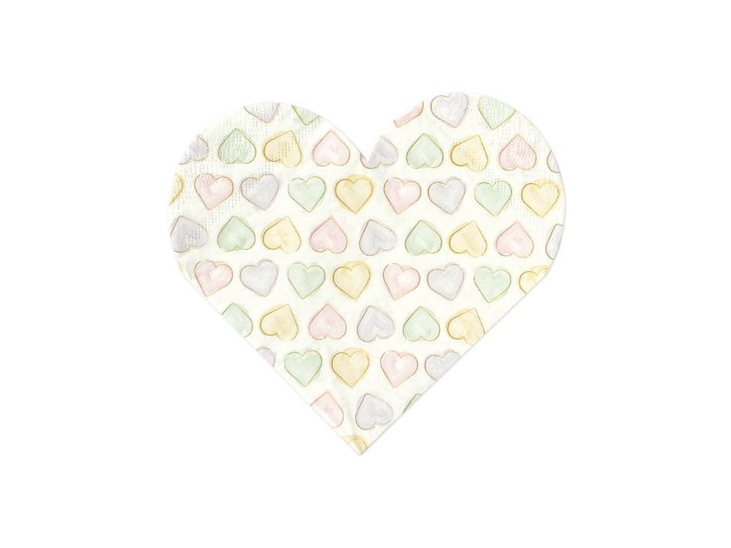 Pastel Hjerte Servietter, 20 Stk