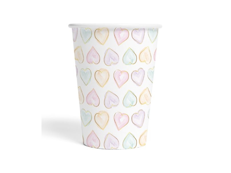 Pastel Hjerte Papkrus, 8 Stk