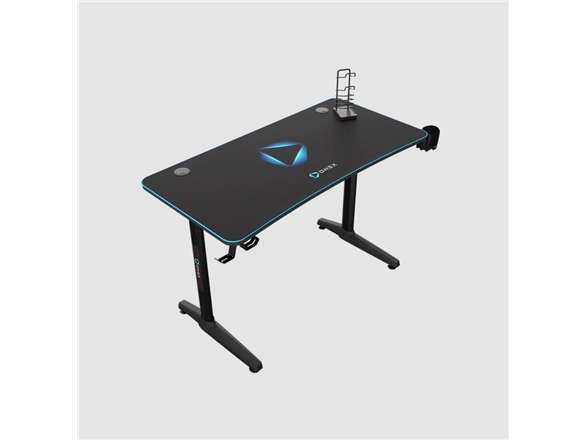 Onex | Gaming-Skrivebord Med Kopholder, Hovedtelefonkrog, Gamepad-Holder, Fuldt Dækkende Musemåtte | Gd1200h | Sort