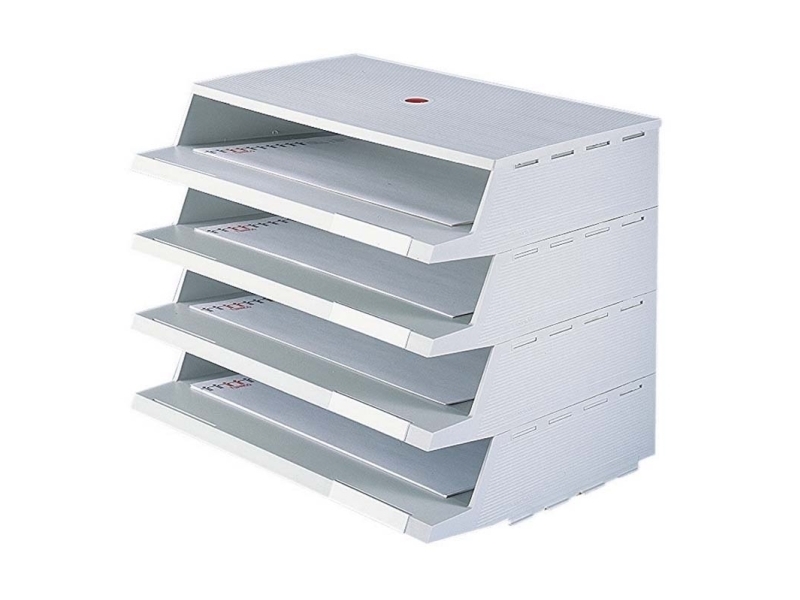 Brevbakker Twin Panorama grå 2100-9 - (4 stk.) inkl. topplade | Arkivering - Letter orders - Brevkorg | GameStuff