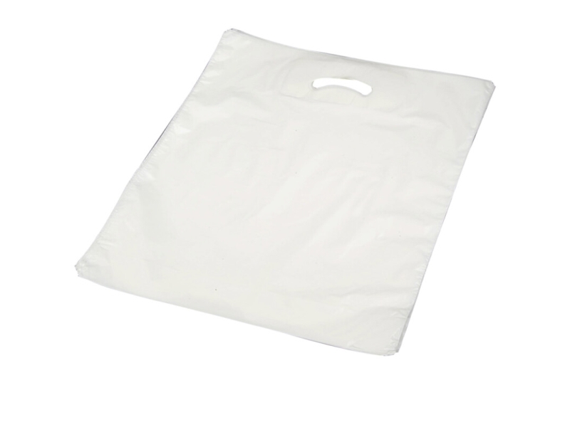 Bærepose plastik hvid 45my 400x450/50mm 500stk/krt - (500 stk.)