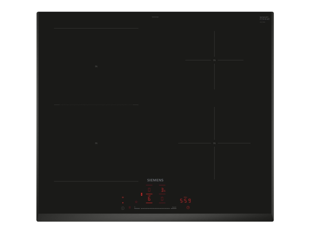 Siemens Iq500 Ed65khsb1e, Schwarz, Integriert, 60 Cm, Zonen-Induktionskochfeld, Glaskeramik, 4 Zone(N)