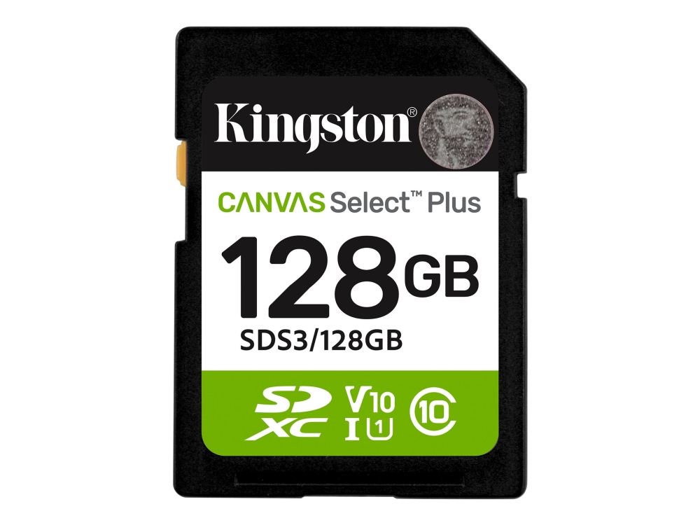 Kingston Canvas Select Plus - Flash-minneskort - 128 GB - Video Class V10 / UHS-I U1 / Class10 - SDXC UHS-I