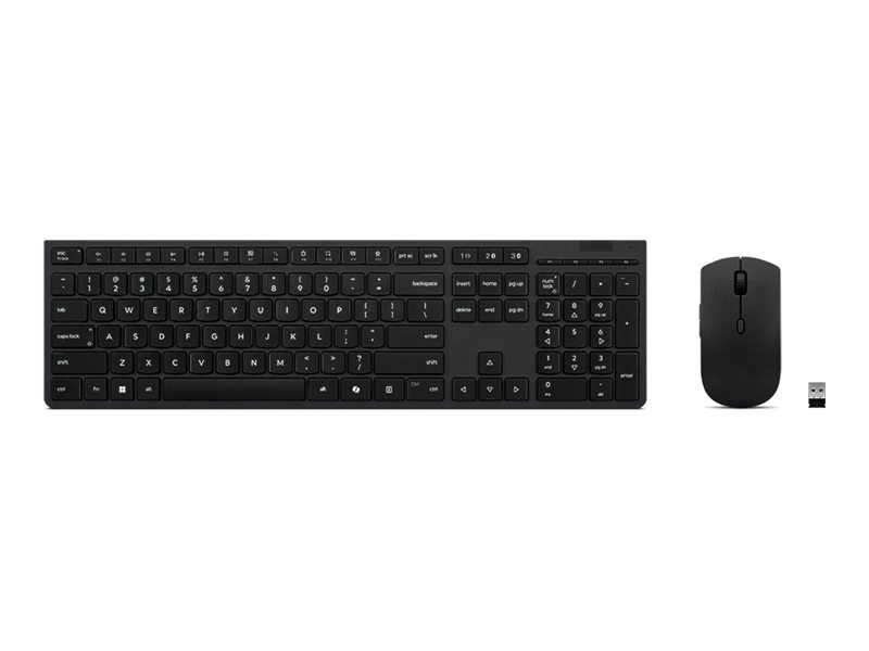 Lenovo Professional - Sæt Med Mus Og Tastatur - Trådløs - Bluetooth, 2.4 Ghz - Qwerty - Usa Med Euro-Symbol - Grå - Brun Kasse