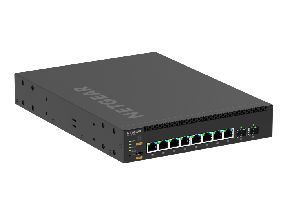 NETGEAR M4350-8M2V - Switch - L3 - Administrerad - 8 x 2.5GBase-T (PoE ++) + 2 x 25 Gigabit SFP28 (uppåtlänk) - främre till bakre luftflöde - skrivbordsmodell, rackmonterbar - PoE++ (551 W) | Datortillbehör - Nätverk - Switchar | GameStuff