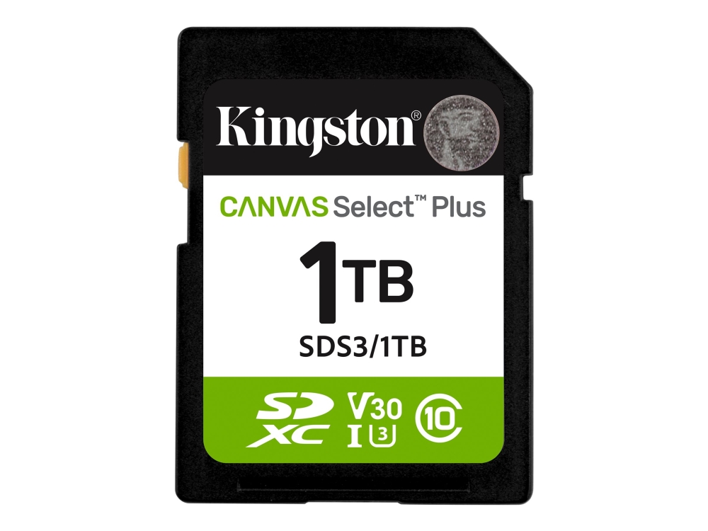 Kingston Canvas Select Plus - Flashhukommelseskort - 1 TB - Video Class V30 / UHS-I U3 / Class10 - SDXC UHS-I