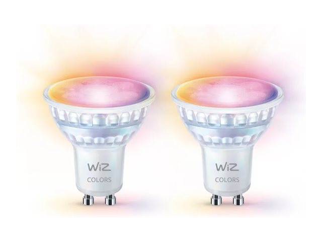 WiZ Colors - LED-glödlampa - form: PAR16 - klar finish - GU10 - 4.7 W (motsvarande 50 W) - klass F - kallt vitt/varmt vitt ljus - 2200-6500 K (paket om 2) | Smarta hem - Smart belysning - GU10 Smarta Lampor | GameStuff