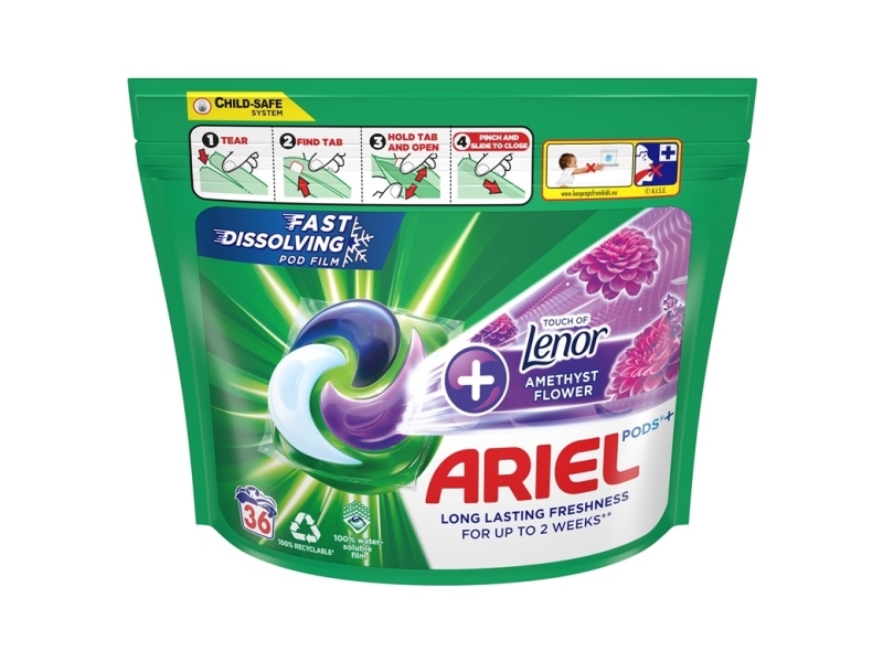 Washing Capsules Ariel Amethyst Flower, 36 Pcs