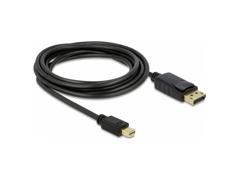 Delock 3M Displayport Cable, 3 M, Mini Displayport, Displayport, Sort, Guld, 10,8 Gbit/Sek.