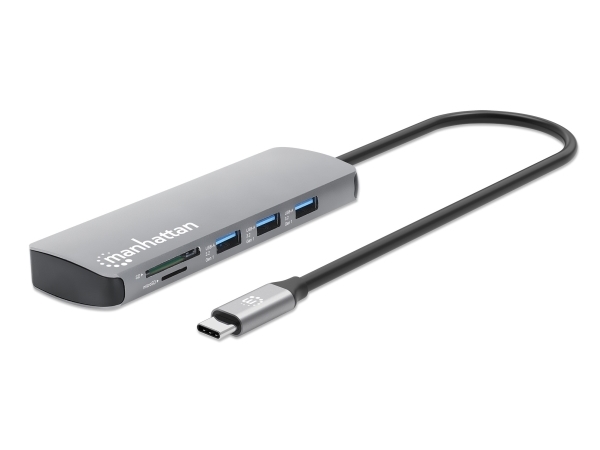 Manhattan 190459, Kabelgebunden, Usb 3.2 Gen 1 (3.1 Gen 1) Type-C, 100 W, 10,100,1000 Mbit/S, Grau, Space Grey