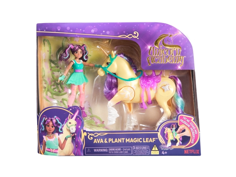 Unicorn Academy Enhjørningeakademiet Lille dukke Ava & Unicorn Plant Magic Leaf
