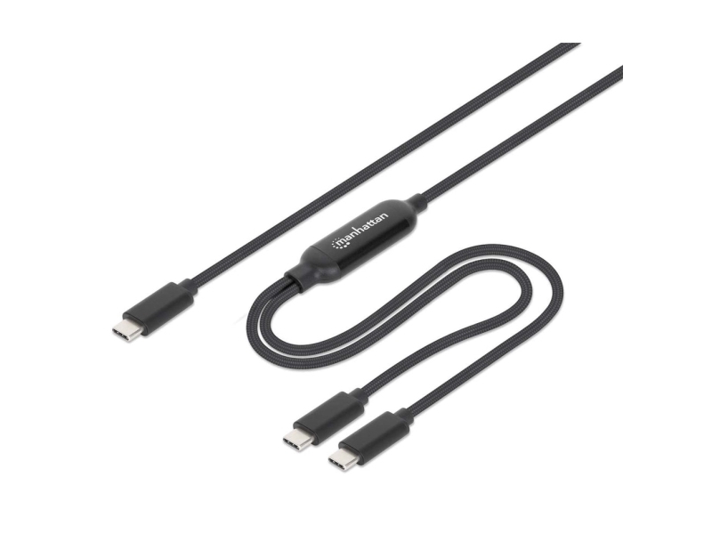 Manhattan Dual Usb-C To Usb-C Charging Cable, 100W, 2M, Male To Two Males, Smart Power Splitter Cable, Charges Two Devices From One Usb-C Pd Port, De