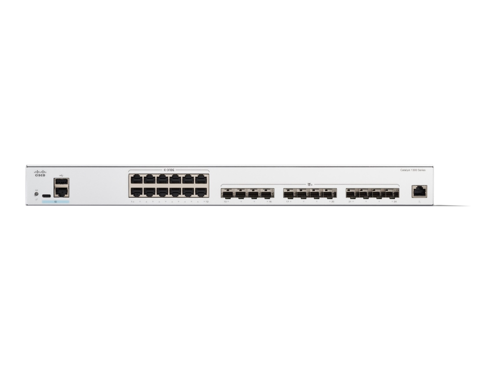 Cisco Catalyst 1300-24Xts - Switch - L3 - Smart - 12 X 10 Gigabit Ethernet + 12 X 10 Gigabit Sfp+ - Monterbar På Stativ - Genproduceret