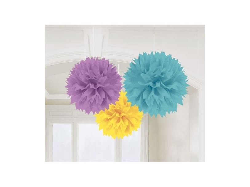 Papier Pompons Gelb, Blau Und Lila