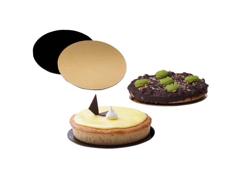 Kagepap, Rund Ø 180mm kraft/PE, guld/sort, pakke a 100 stk Kraftig