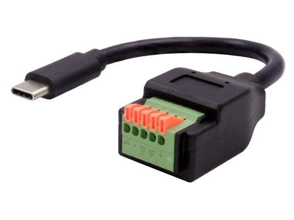 Exsys Gmbh Kabeladapter Usb-C-Stik Til 5-Polet Terminalblok Med Trykknap, Usb 2.0, 15 Cm (Ex-49123)