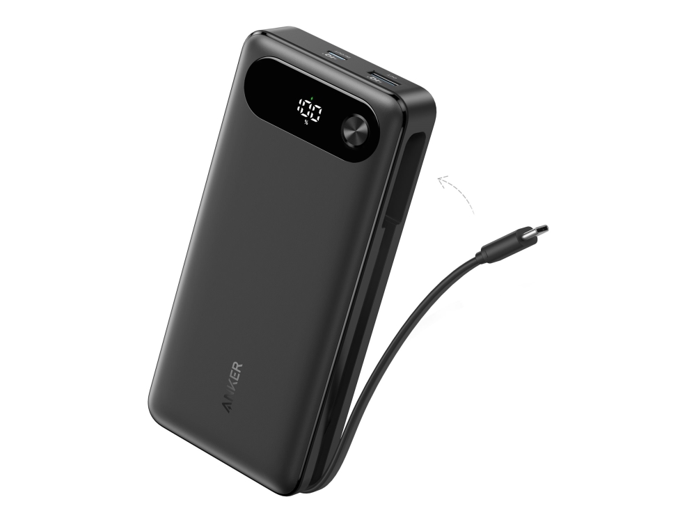 Anker - Strömförsörjningsbank - inbyggd USB-C-kabel - 20000 mAh - 87 Watt - IQ 3.0 - 3 utdatakontakter (2 x USB-C, USB) | Tele & GPS - Batteri & Laddare - Strömförsörjningsbanker | GameStuff