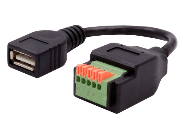 Adapter 15Cm,Usb-A Stik-&Gtterm.Bl. 5Pin Terminalblock,Trykknap,Usb2.0