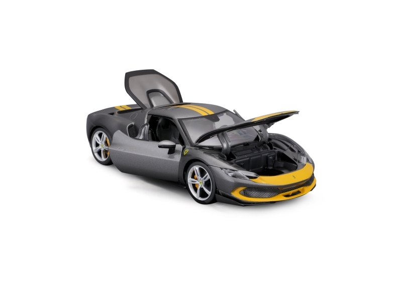 Bburago Ferrari R&Ampp 296Gtb Assetto Fiorano, Grau/Gelb 1:18 Modelbil