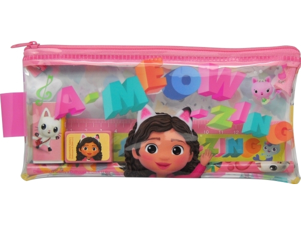 Gabbys Dollhouse Plast Penalhus With 2 Pencil, Eraser, Sharpener And A Small Notebook