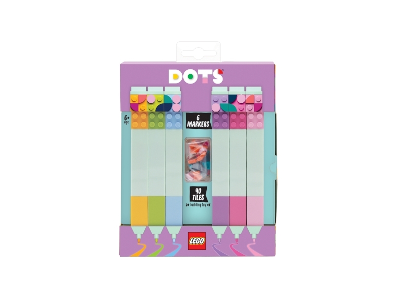 LEGO® DOTS, markörer, 6-pack + 40 färgglada plattor | LEGO® - LEGO® teman D-I - LEGO DOTS | GameStuff