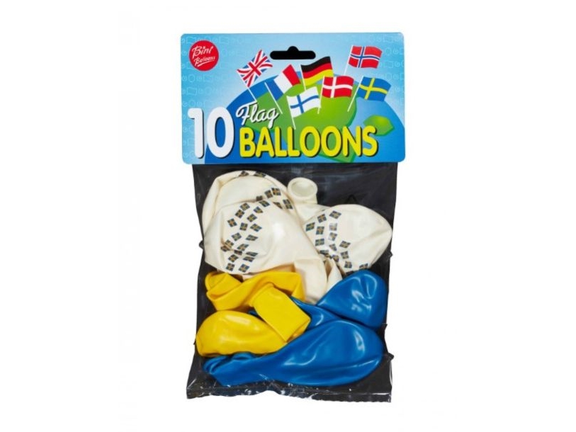 Ballons Mit Schwedischer Flagge, 10 Stück