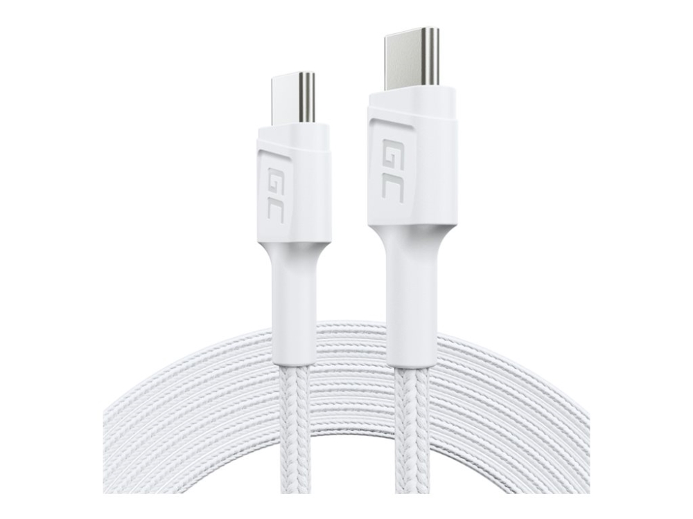 Green Cell Powerstream - Usb-Kabel - 24 Pin Usb-C (Han) Til 24 Pin Usb-C (Han) - 2 M - Usb-C Power Delivery (60 W) - Snehvid